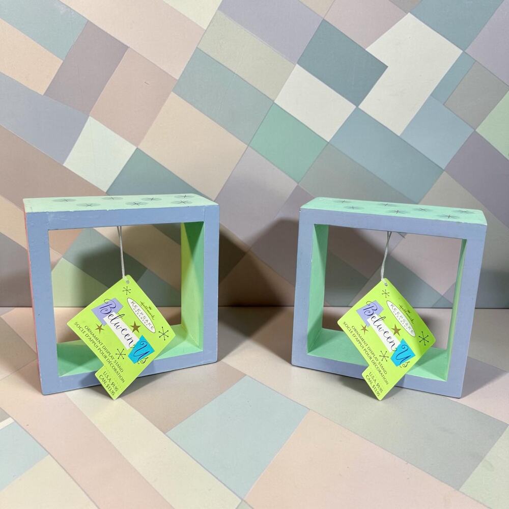 Hallmark VTG 2002 Keepsake Ornament Between Us Wooden Display Boxes with Tags